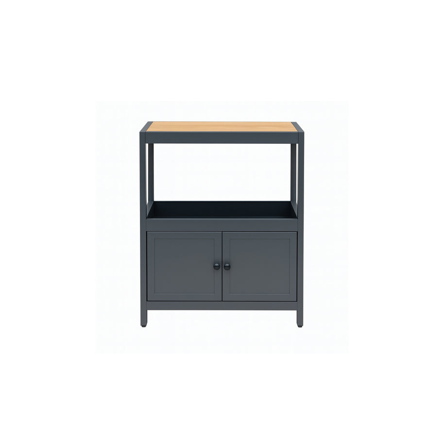 Comfola Outdoor Kitchen Cabinet Set with Built-In Ice Bin and Detachable Bar Cart Trolley