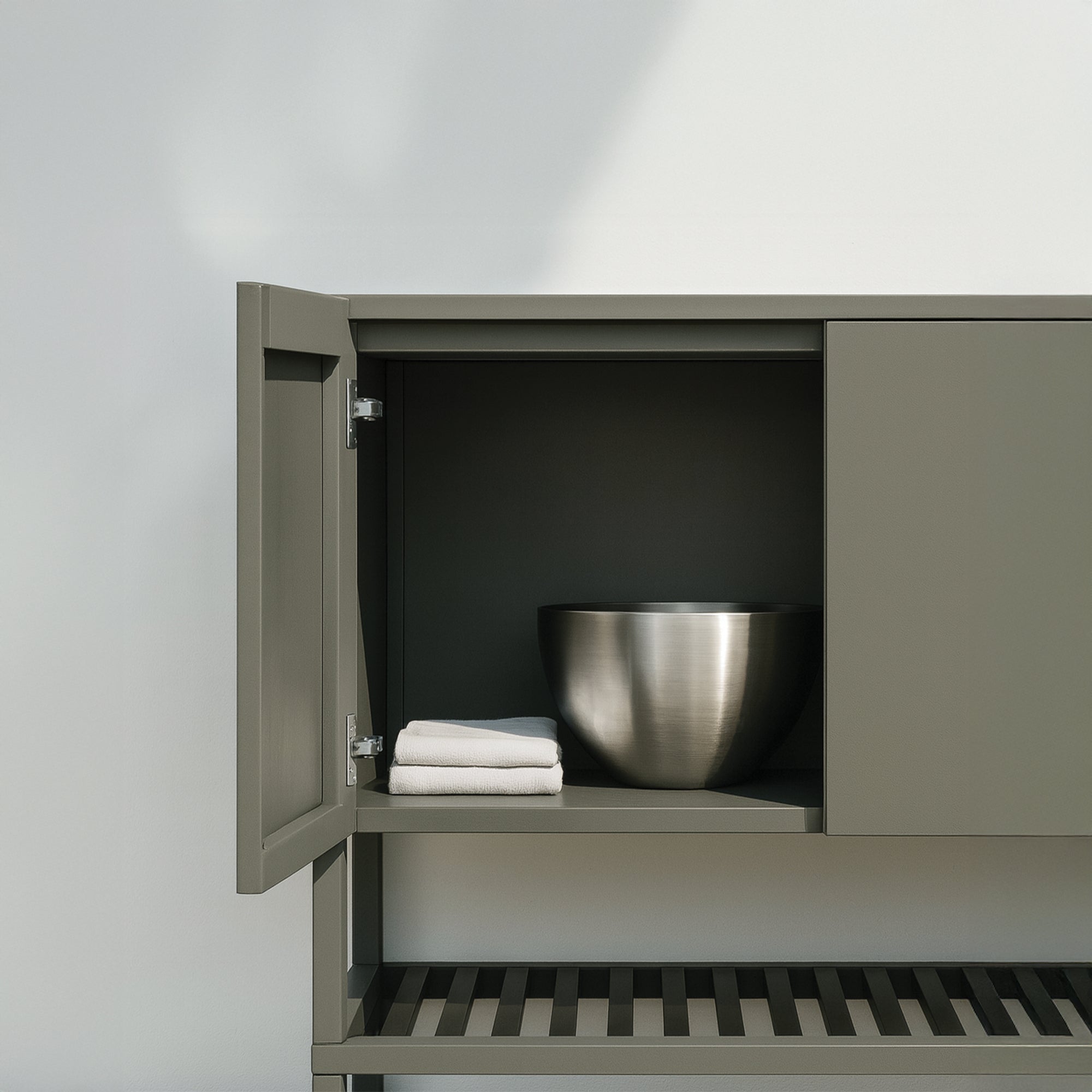 Powder-Coated Steel Outdoor Kitchen Cabinet Set with Stainless Steel Countertop and Built-In Ice Bin