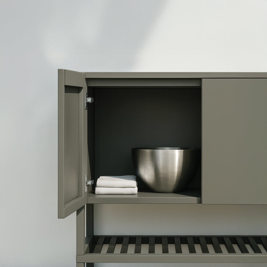 Comfola Powder-Coated Steel Outdoor Kitchen Cabinet Set with Stainless Steel Countertop and Built-In Ice Bin