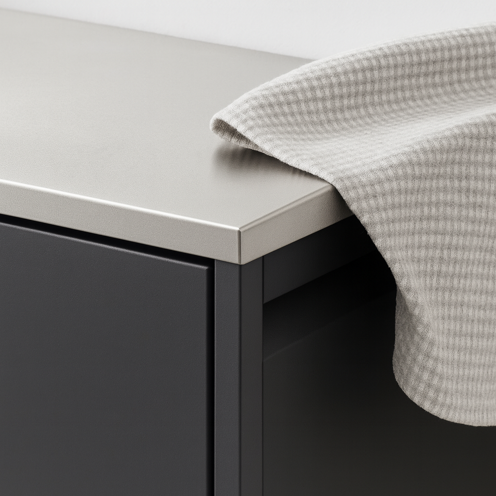 Powder-Coated Steel Outdoor Kitchen Cabinet Set with Stainless Steel Countertop and Built-In Ice Bin