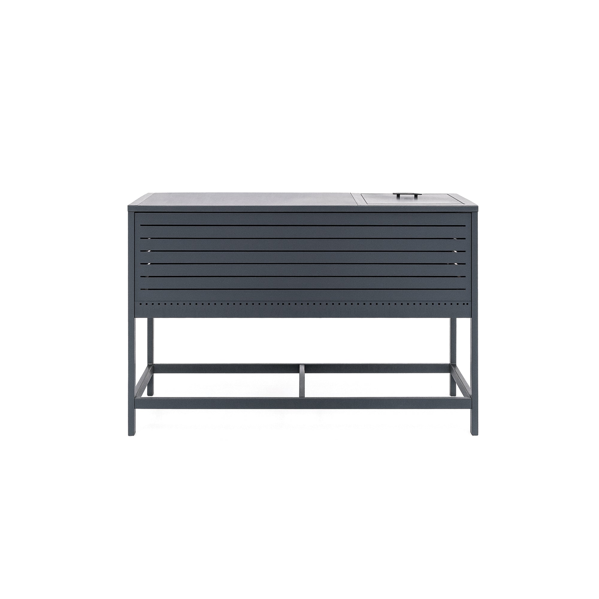 Outdoor Kitchen Cabinet Set with Built-In Ice Bin and Detachable Bar Cart Trolley